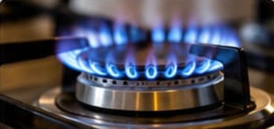 Blue LPG flame on burner